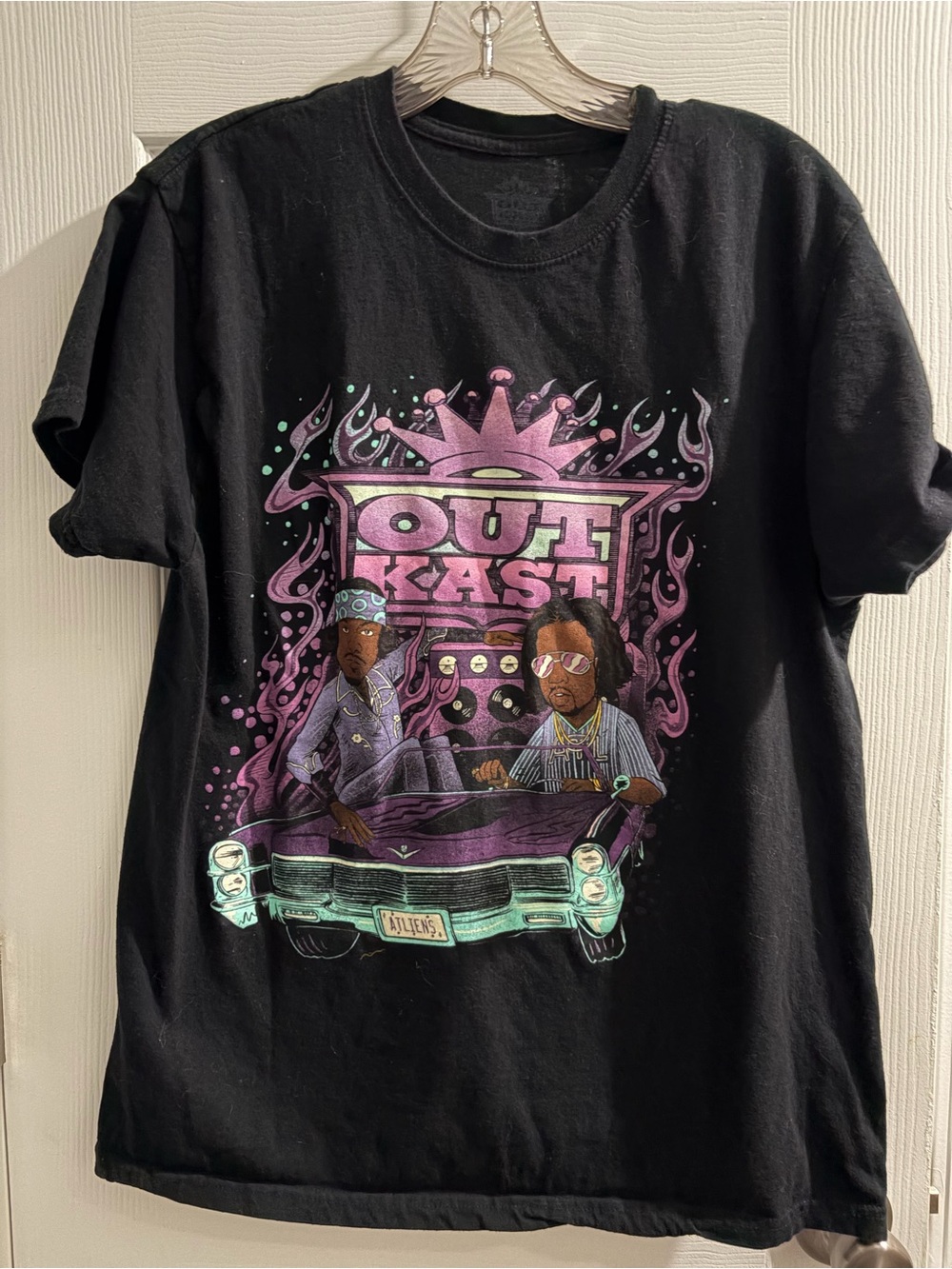 OutKast Graphic Short Sleeve Tee - Black with Purple & Teal Design